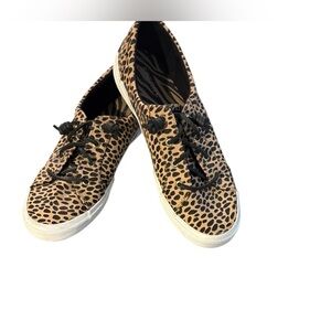 SPERRY Pier Wave LTT (Lace To Toe) Leopard Animal Print Women's Sneakers EUC